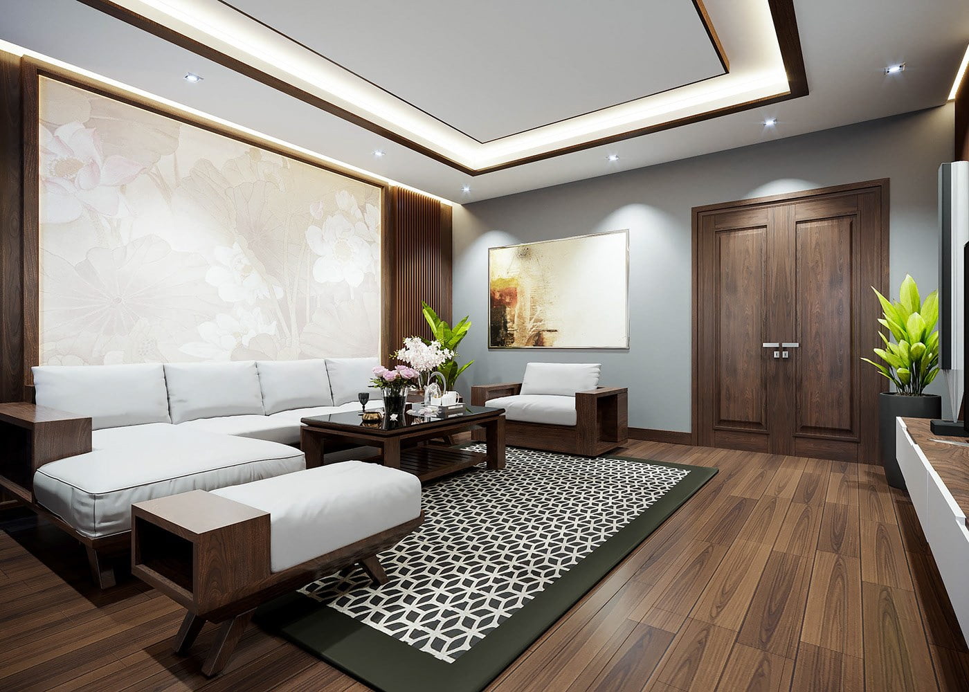 nội thất gỗ phòng khách hiện đại nhất 2022