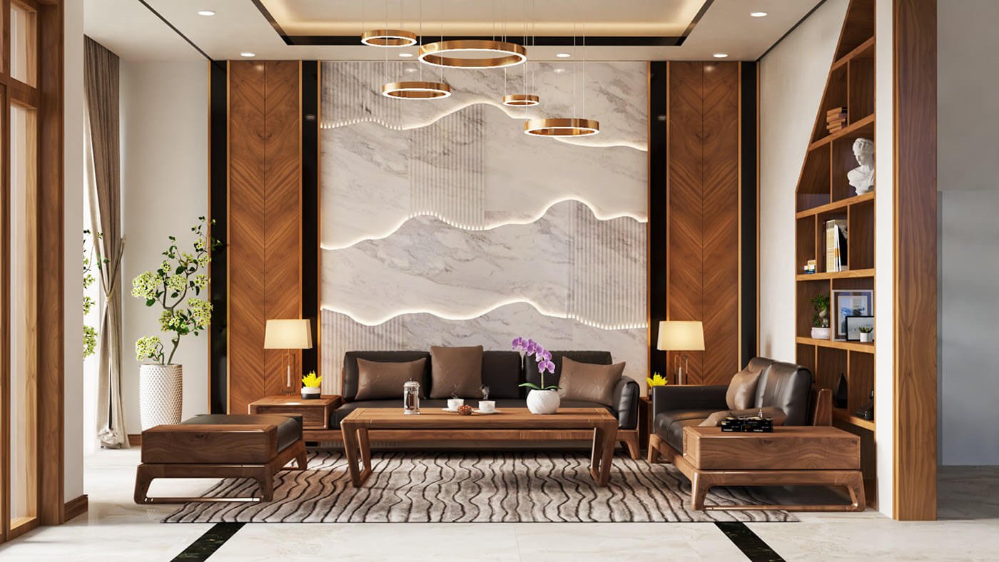 thiết kế nội thất gỗ cho phòng khách